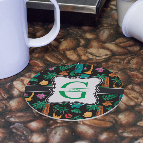 Hawaiian Masks Round Paper Coaster - Front