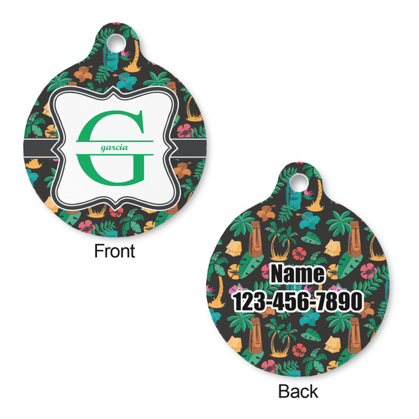 Hawaiian Masks Round Pet Tag - Front & Back
