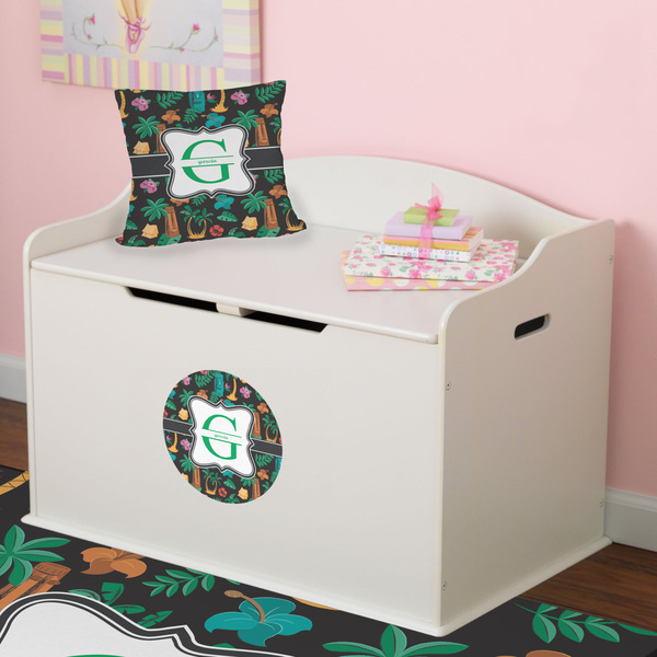 Hawaiian Masks Round Wall Decal on Toy Chest