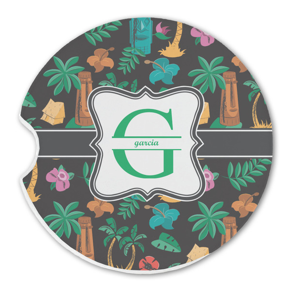 Custom Hawaiian Masks Sandstone Car Coaster - Single (Personalized)