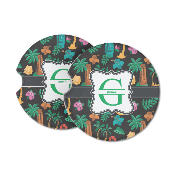 Custom Hawaiian Masks Sandstone Car Coasters - Set of 2 (Personalized)