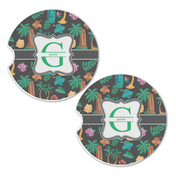 Hawaiian Masks Sandstone Car Coasters - Set of 2