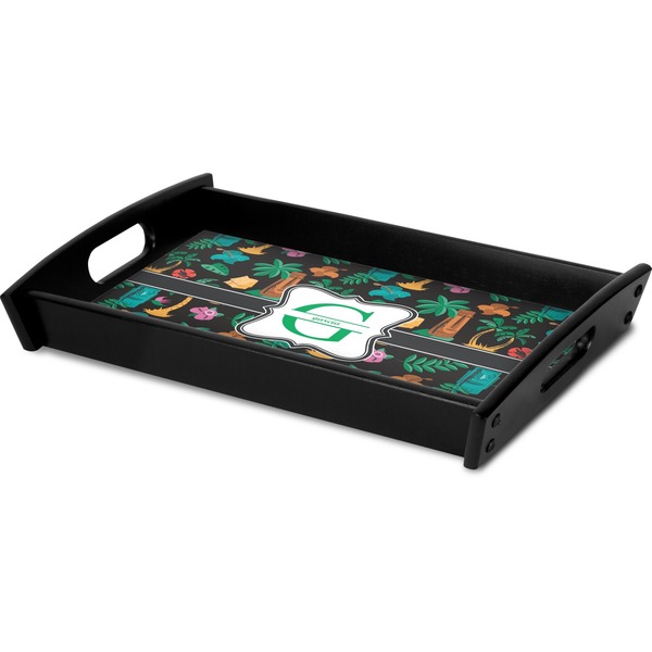 Hawaiian Masks Serving Tray Black - Corner