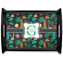 Hawaiian Masks Black Wooden Tray - Large (Personalized)