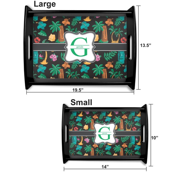 Hawaiian Masks Serving Tray Black Sizes