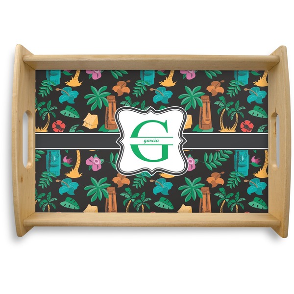 Custom Hawaiian Masks Natural Wooden Tray - Small (Personalized)