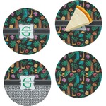 Hawaiian Masks Set of 4 Glass Appetizer / Dessert Plate 8" (Personalized)