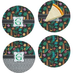 Hawaiian Masks Set of 4 Glass Appetizer / Dessert Plate 8" (Personalized)