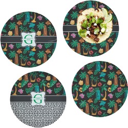 Hawaiian Masks Set of 4 Glass Lunch / Dinner Plate 10" (Personalized)