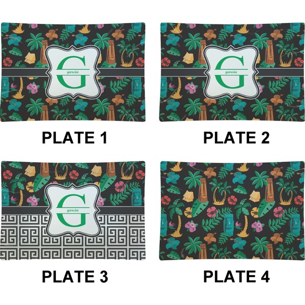 Hawaiian Masks Set of Rectangular Appetizer / Dessert Plates (Approval)