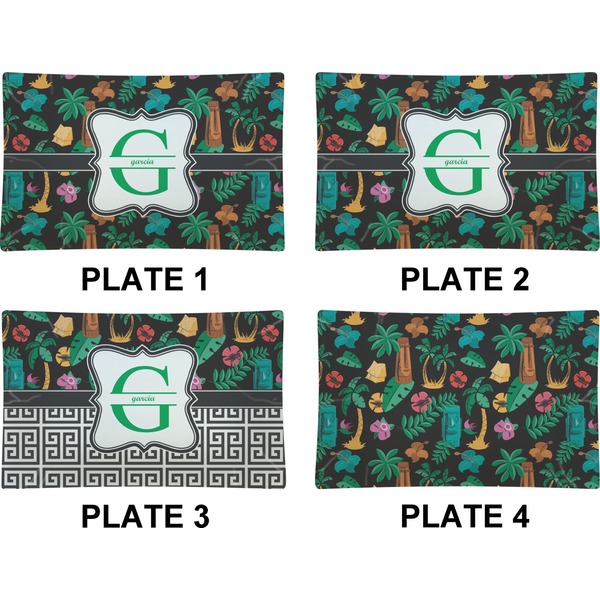 Hawaiian Masks Set of Rectangular Dinner Plates (Approval)