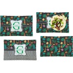 Hawaiian Masks Set of 4 Glass Rectangular Lunch / Dinner Plate (Personalized)