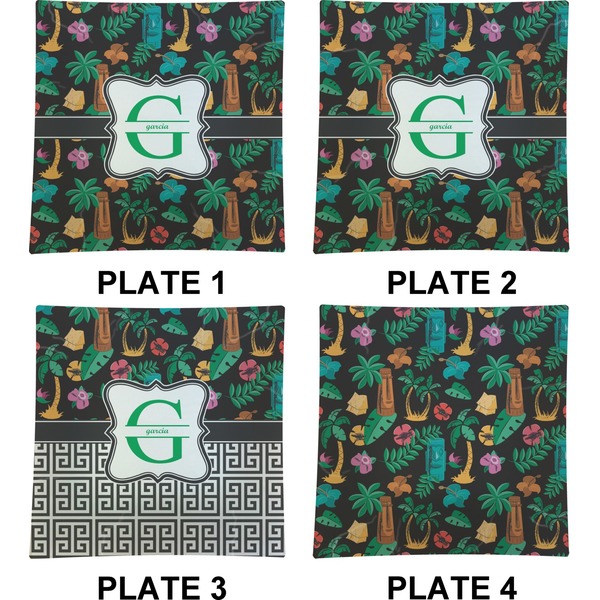 Hawaiian Masks Set of Square Dinner Plates (Approval)