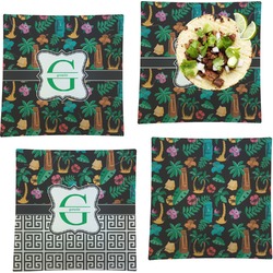 Hawaiian Masks Set of 4 Glass Square Lunch / Dinner Plate 9.5" (Personalized)