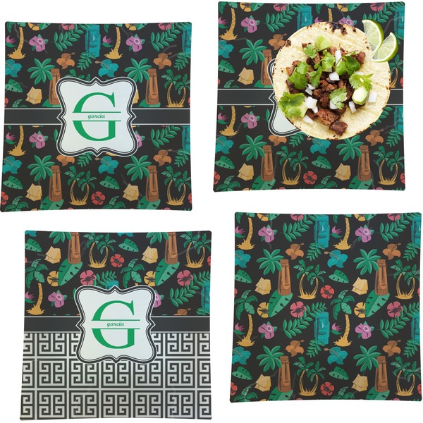 Hawaiian Masks Set of Square Dinner Plates