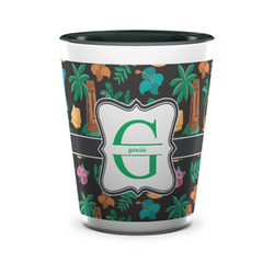 Hawaiian Masks Ceramic Shot Glass - 1.5 oz - Two Tone - Set of 4 (Personalized)