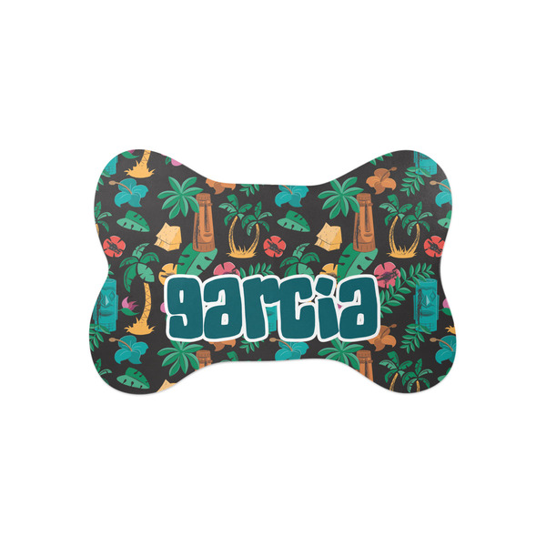 Custom Hawaiian Masks Bone Shaped Dog Food Mat (Small) (Personalized)