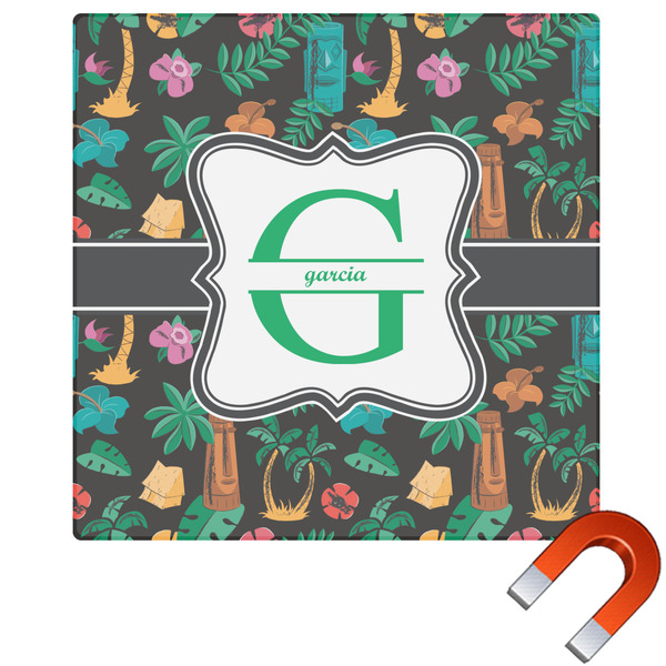 Custom Hawaiian Masks Square Car Magnet - 6" (Personalized)