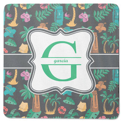 Hawaiian Masks Square Rubber Backed Coaster (Personalized)