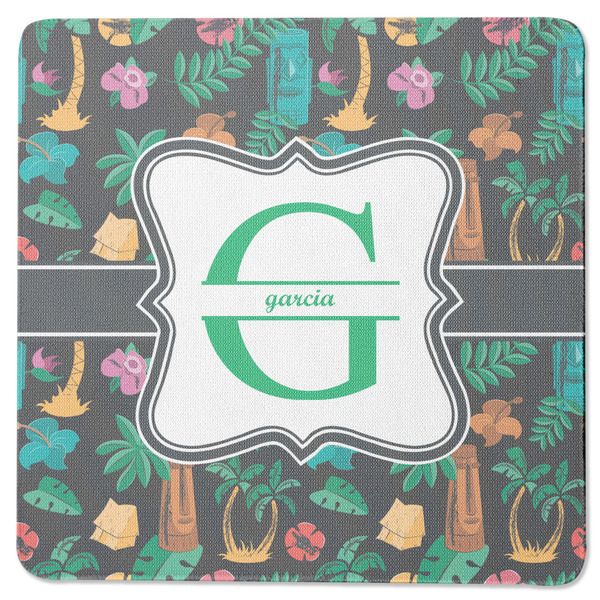 Custom Hawaiian Masks Square Rubber Backed Coaster (Personalized)