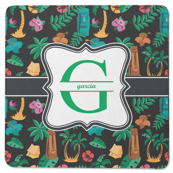 Hawaiian Masks Square Coaster Rubber Back - Single