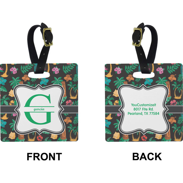Hawaiian Masks Square Luggage Tag (Front + Back)