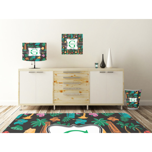 Hawaiian Masks Square Wall Decal Wooden Desk