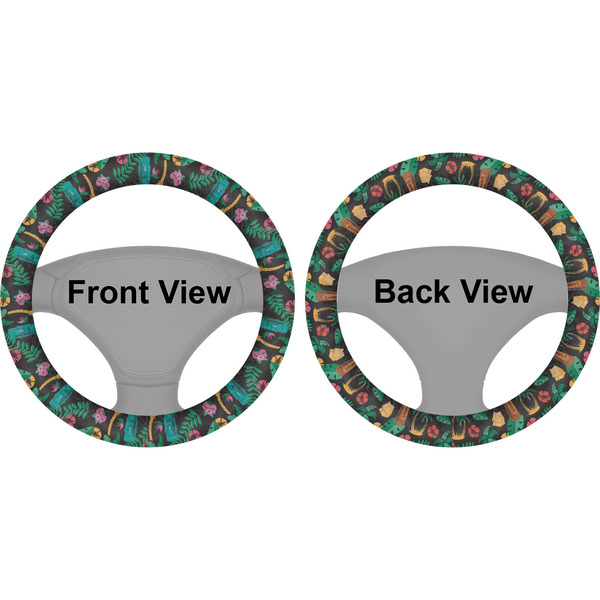 Hawaiian Masks Steering Wheel Cover- Front and Back