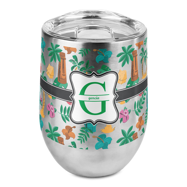 Custom Hawaiian Masks Stemless Wine Tumbler - Full Print (Personalized)