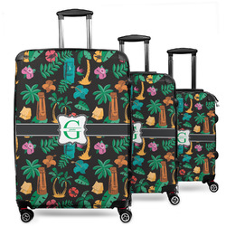 Hawaiian Masks 3 Piece Luggage Set - 20" Carry On, 24" Medium Checked, 28" Large Checked (Personalized)