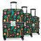 Hawaiian Masks 3 Piece Luggage Set - 20" Carry On, 24" Medium Checked, 28" Large Checked (Personalized)
