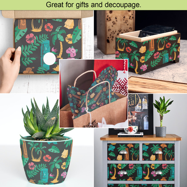 Hawaiian Masks Tissue Paper - In Use Collage