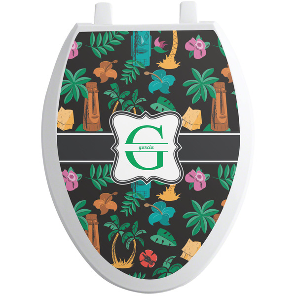 Hawaiian Masks Toilet Seat Decal (Personalized)