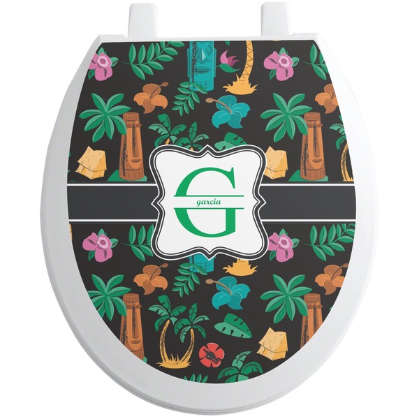Custom Hawaiian Masks Toilet Seat Decal - Round (Personalized)