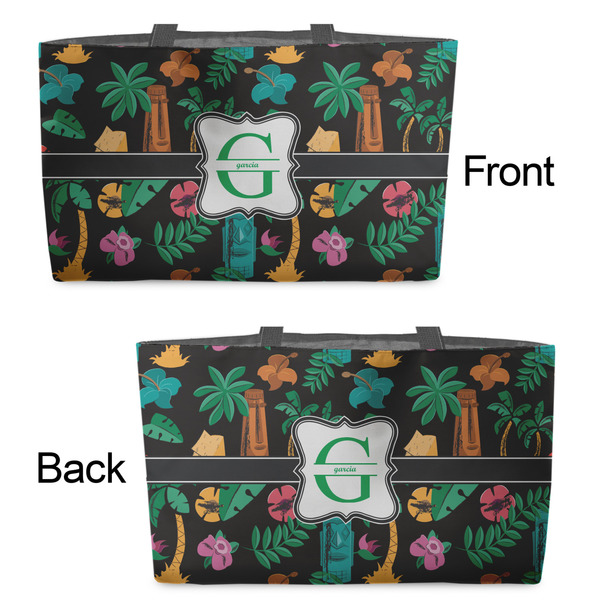 Hawaiian Masks Tote w/Black Handles - Front & Back Views