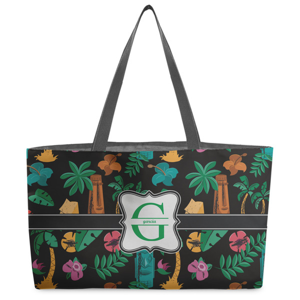 Custom Hawaiian Masks Beach Totes Bag - w/ Black Handles (Personalized)