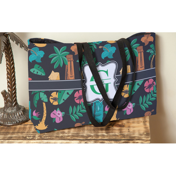 Hawaiian Masks Tote w/Black Handles - Lifestyle View