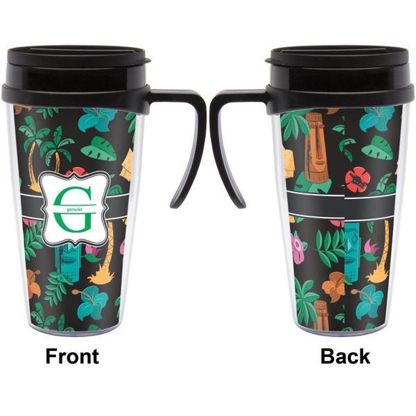 Hawaiian Masks Travel Mug with Black Handle - Approval