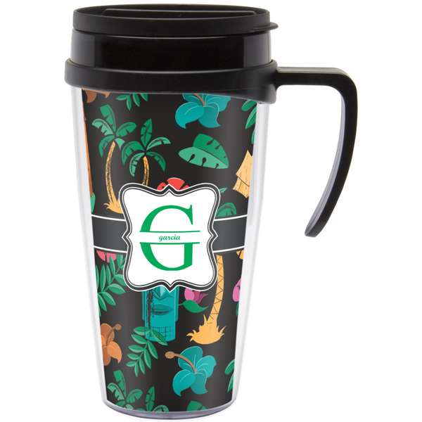 Custom Hawaiian Masks Acrylic Travel Mug with Handle (Personalized)