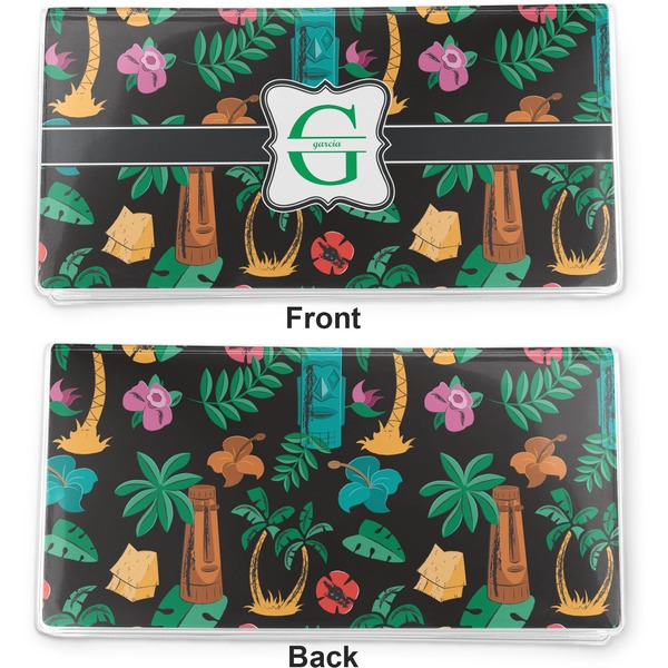 Hawaiian Masks Vinyl Check Book Cover - Front and Back