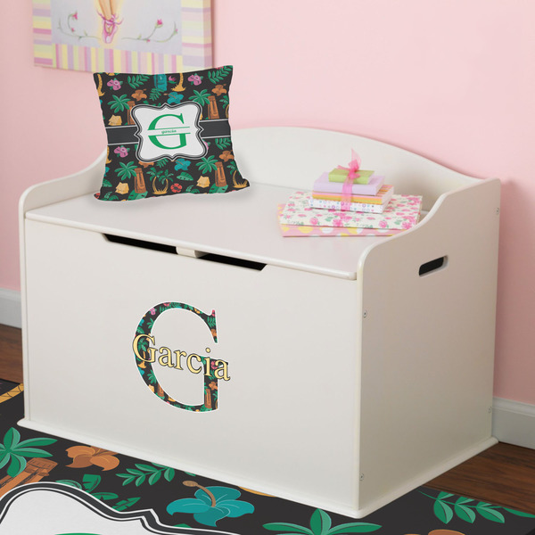 Hawaiian Masks Wall Name & Initial Small on Toy Chest