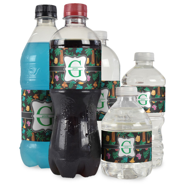 Hawaiian Masks Water Bottle Label - Multiple Bottle Sizes