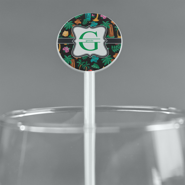 Hawaiian Masks White Plastic 5.5" Stir Stick - Round - Main