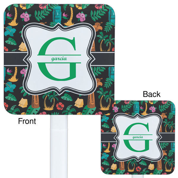 Hawaiian Masks White Plastic Stir Stick - Double Sided - Approval