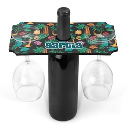 Hawaiian Masks Wine Bottle & Glass Holder (Personalized)