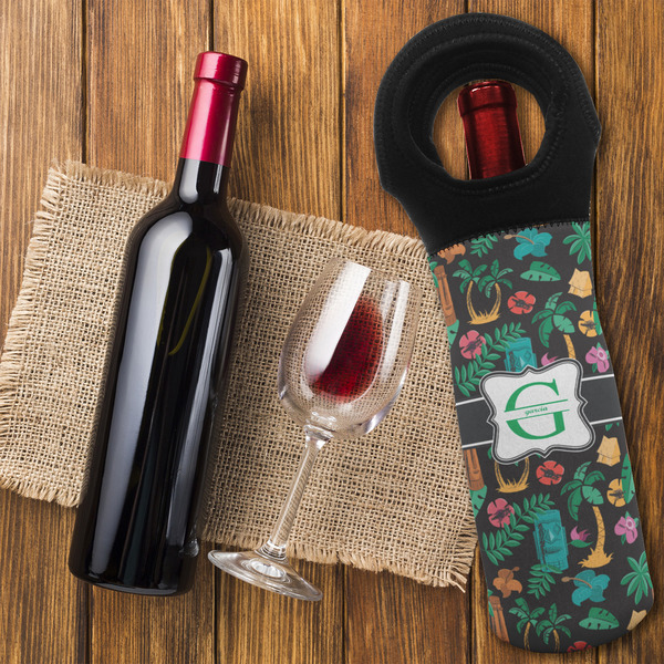 Hawaiian Masks Wine Tote Bag - FLATLAY