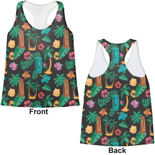 Hawaiian Masks Womens Racerback Tank Tops - Medium - Front and Back