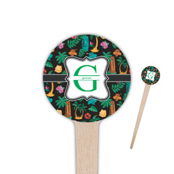 Hawaiian Masks 4" Round Wooden Food Picks - Single Sided (Personalized)