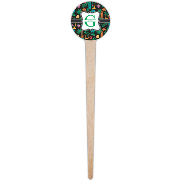 Hawaiian Masks Wooden 4" Food Pick - Round - Single Pick