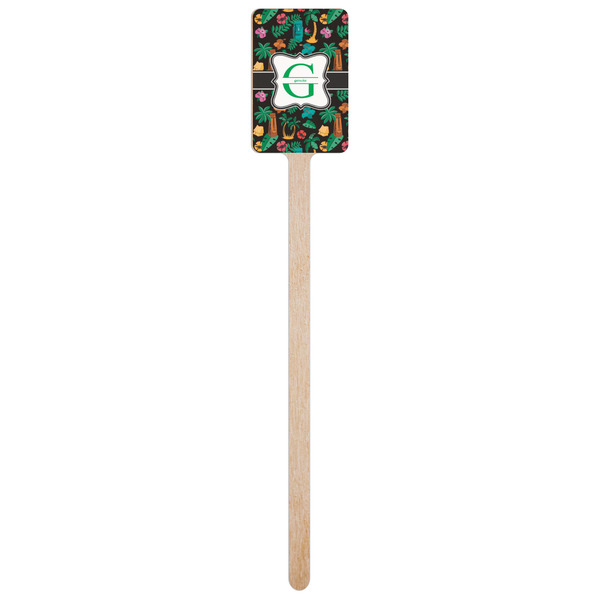 Hawaiian Masks Wooden 6.25" Stir Stick - Rectangular - Single Stick